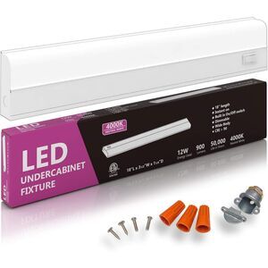 Hardwired LED Under Cabinet Task Lighting 12 Watt, 18", Dimmable, CRI>90, 4000K